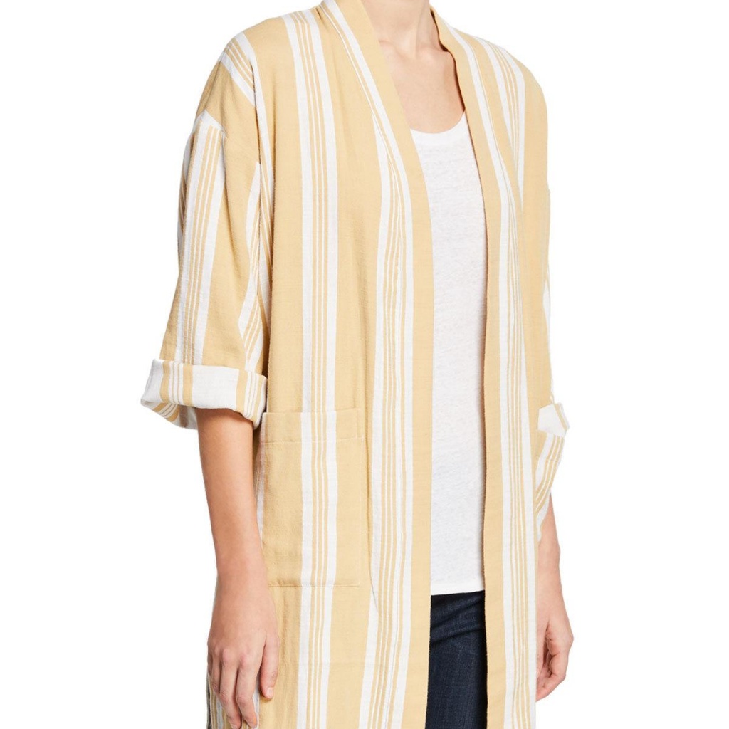 Eileen Fisher Striped Open-Front Kimono Jacket